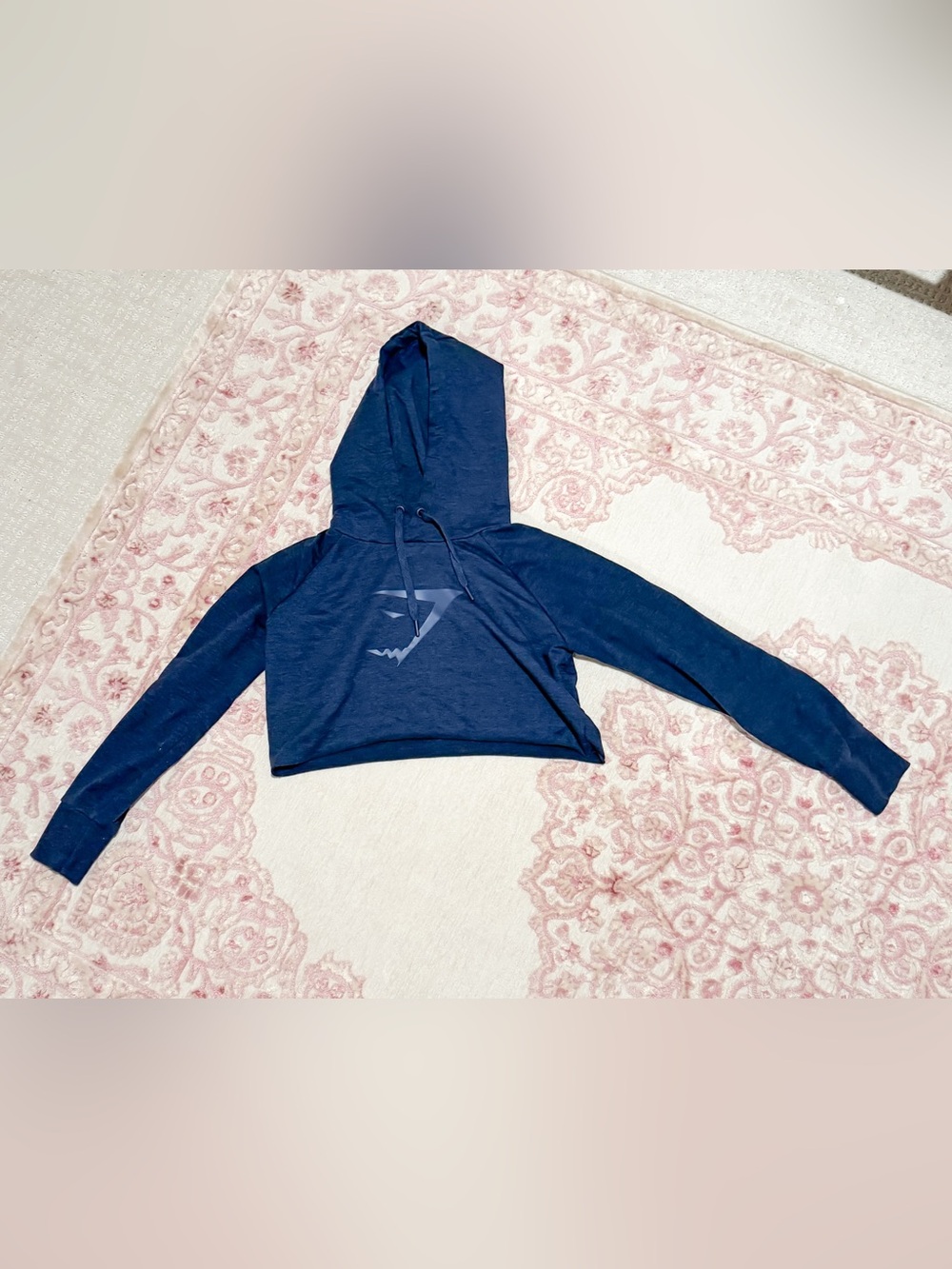 Gymshark Navy Cropped Hoodie with Logo